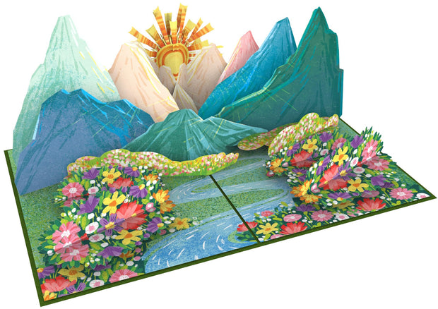 Wildflower Meadow & Mountains Pop Up Card