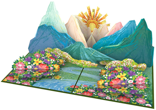 Wildflower Meadow & Mountains Pop Up Card