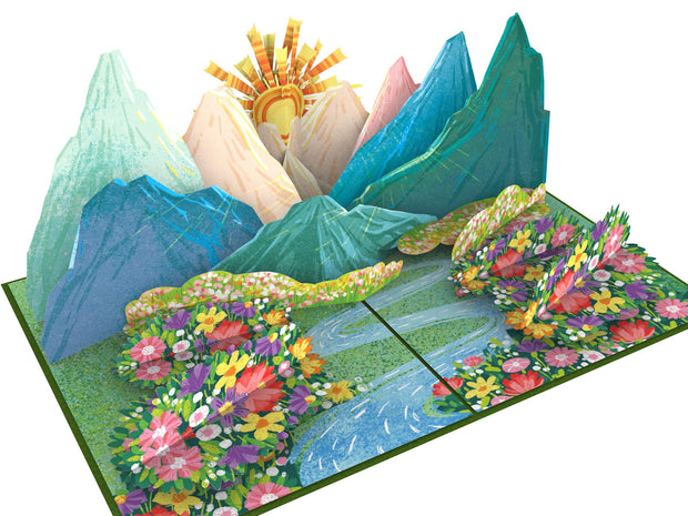 Wildflower Meadow & Mountains Pop Up Card