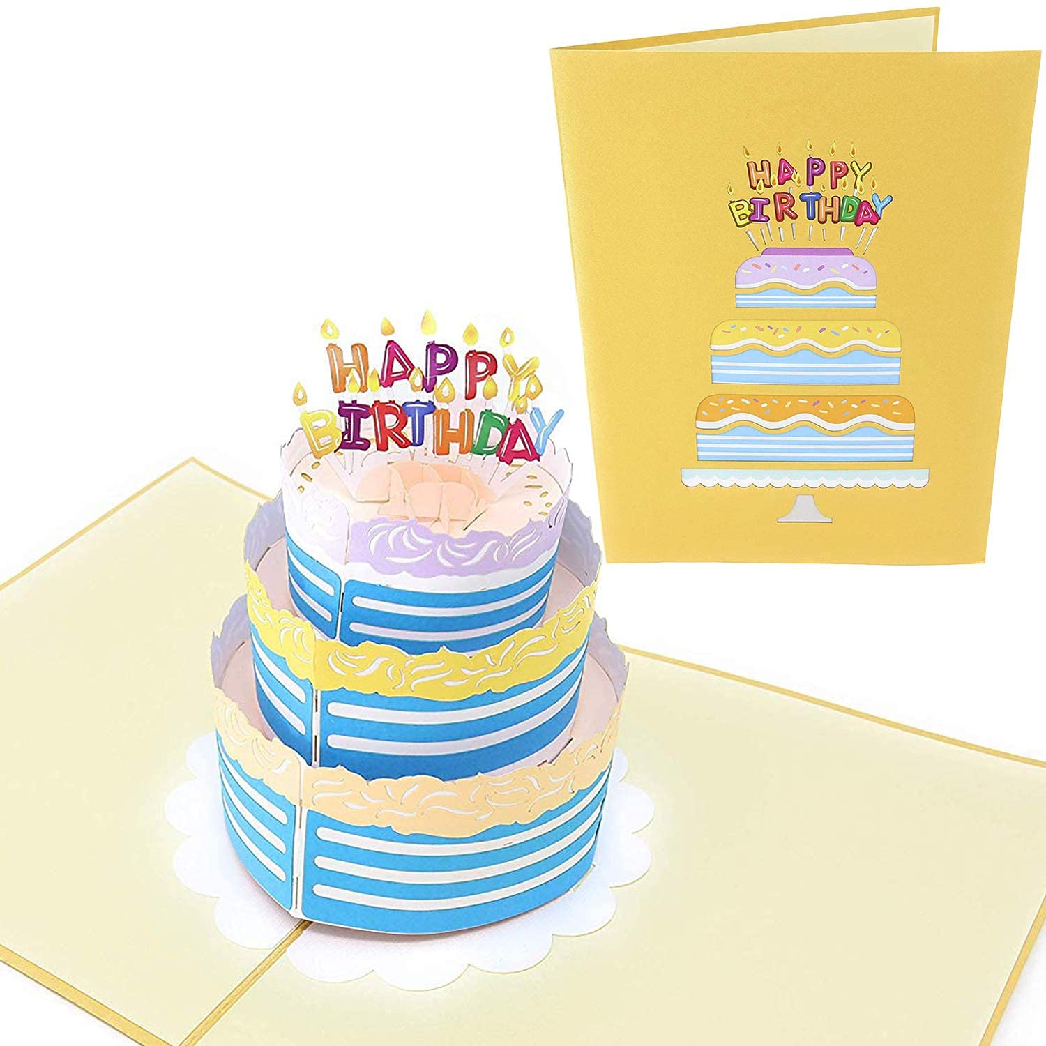 Amazon.com : VUDECO Cake 3D Pop Up Happy Birthday Card for Women Men Kid  With Envelope Funny Personalized Birthday Card for Wife Husband Best Friend  Her Him from Sister Brother Mom Dad